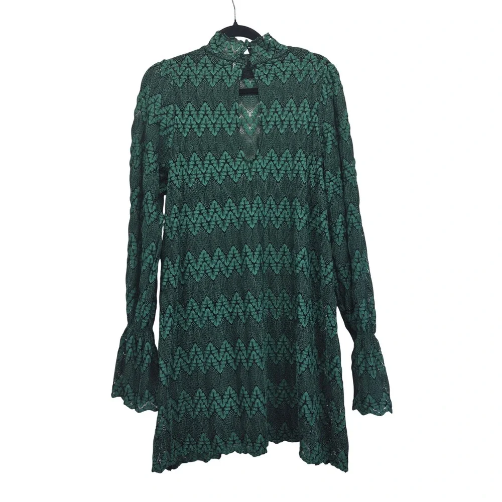 Free‎ People Simone Mock Neck Dress Small Unlined Green Lace Whimisgoth Boho
